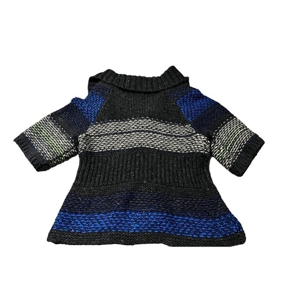 Free People Cowl V Neck Cardigan Sweater Gray Blue Lime Striped Size XS - Picture 9 of 9